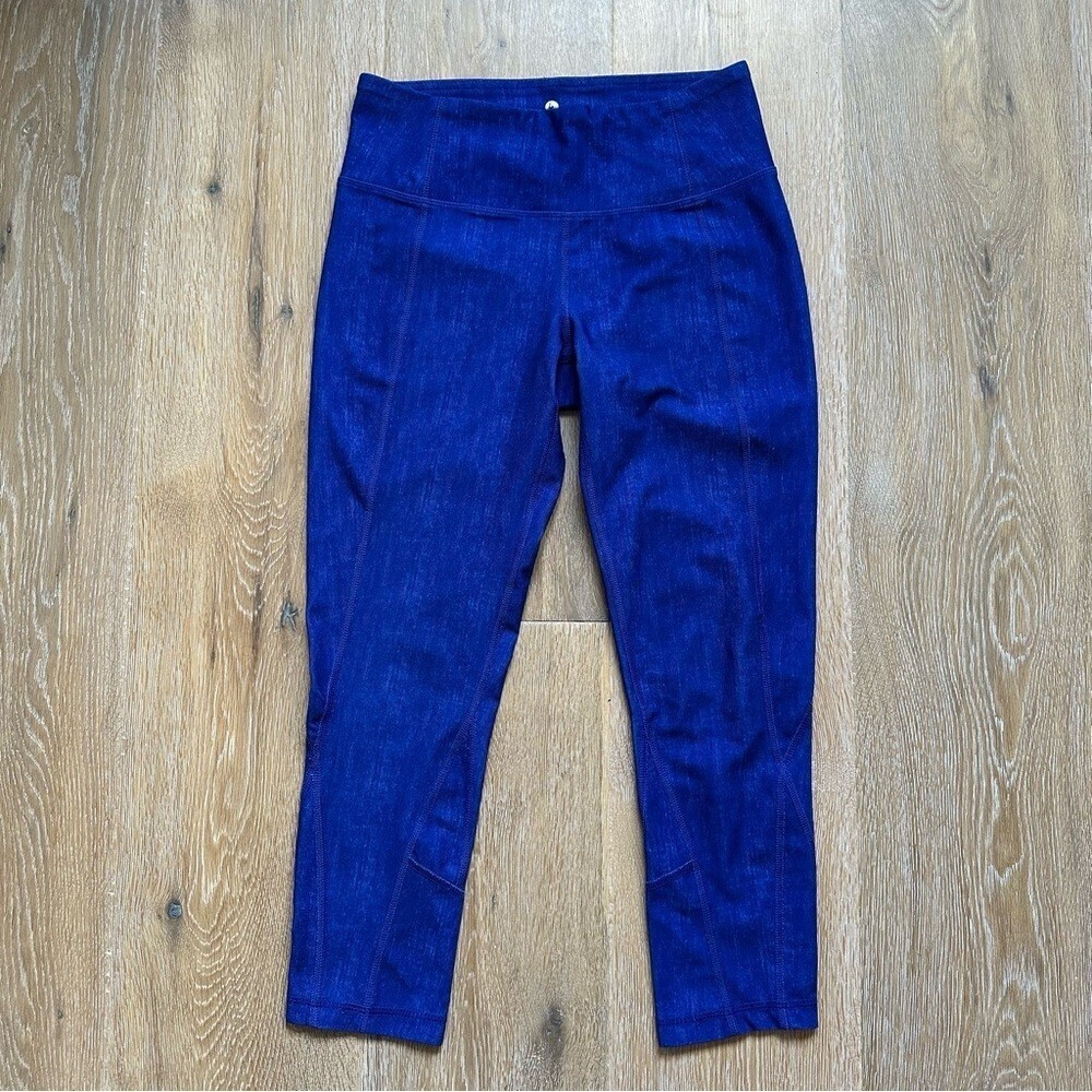 90 Degree By Reflex Indigo Blue Crop Yoga Leggings Athleisure Capri Pants - XS - Picture 9 of 9